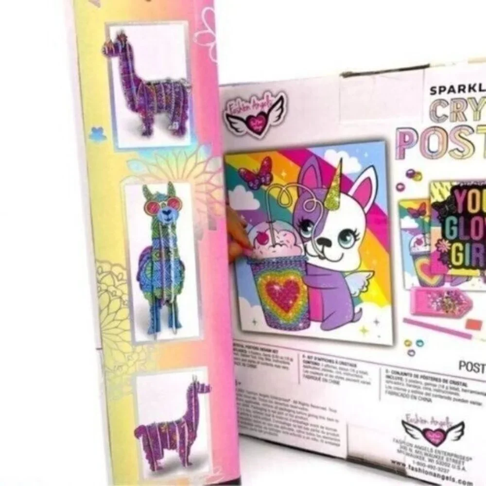Fashion Angels 3D Llama Puzzle Kit and Crystal Posters Design Art Set New